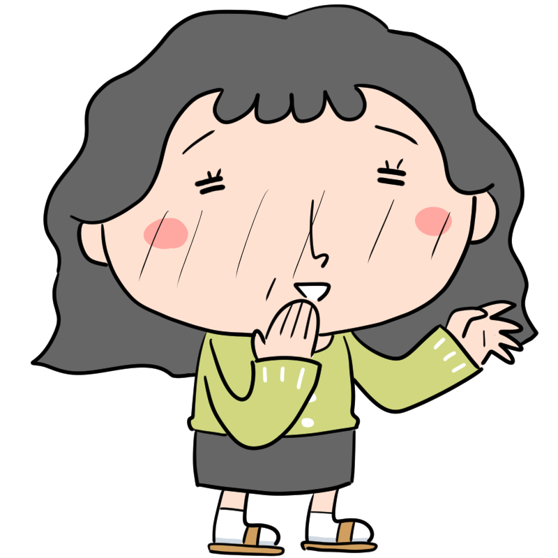 照れるおばさんのかわいいイラスト
