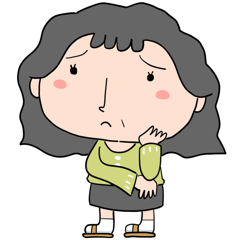 悩むおばさんのかわいいイラスト