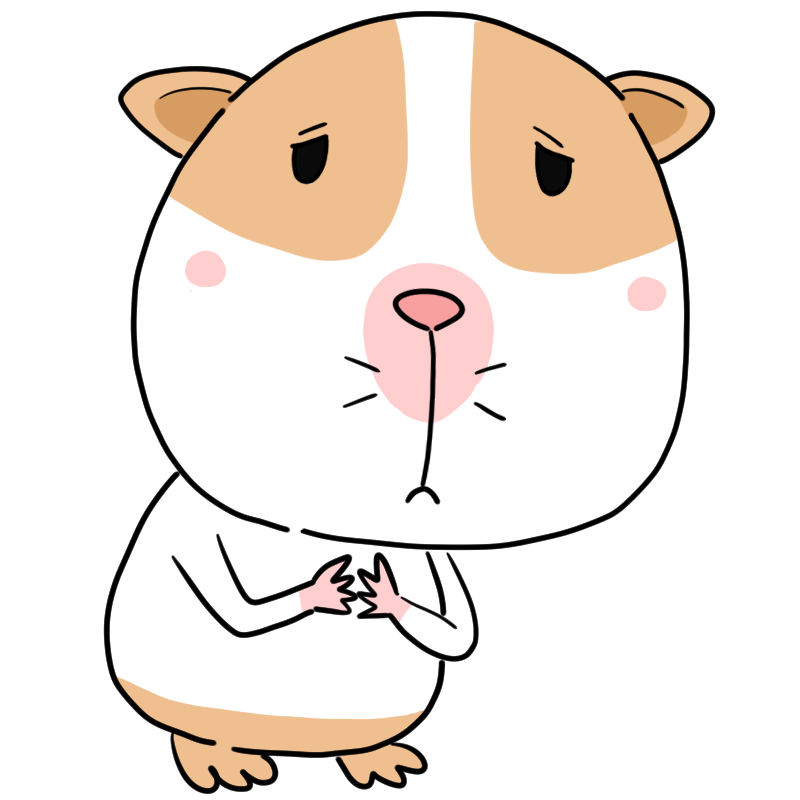 困るモルモットのかわいいイラスト