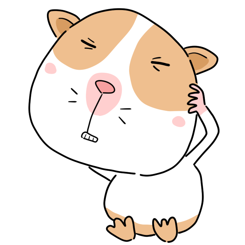 悩むモルモットのかわいいイラスト