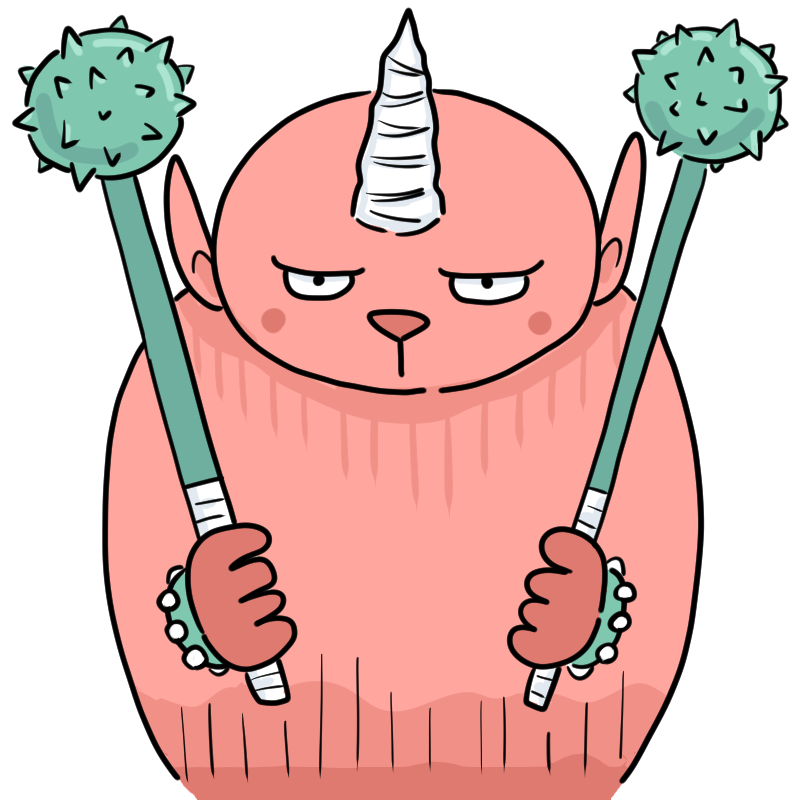 大きな角があるモンスターのかわいいイラスト