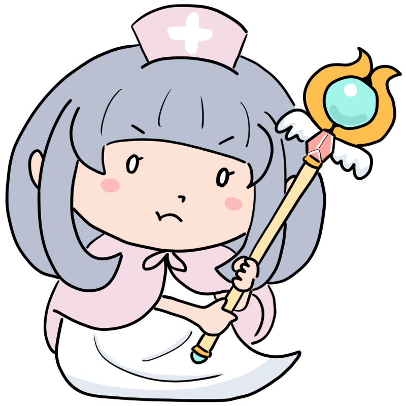 身構える白魔法使いのかわいいイラスト