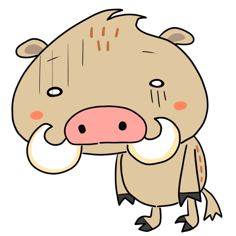 落ち込む猪のかわいいイラスト