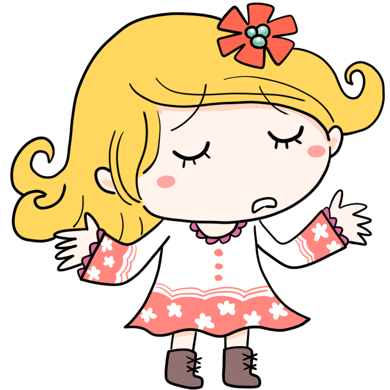 呆れる白人の女の子のかわいいイラスト