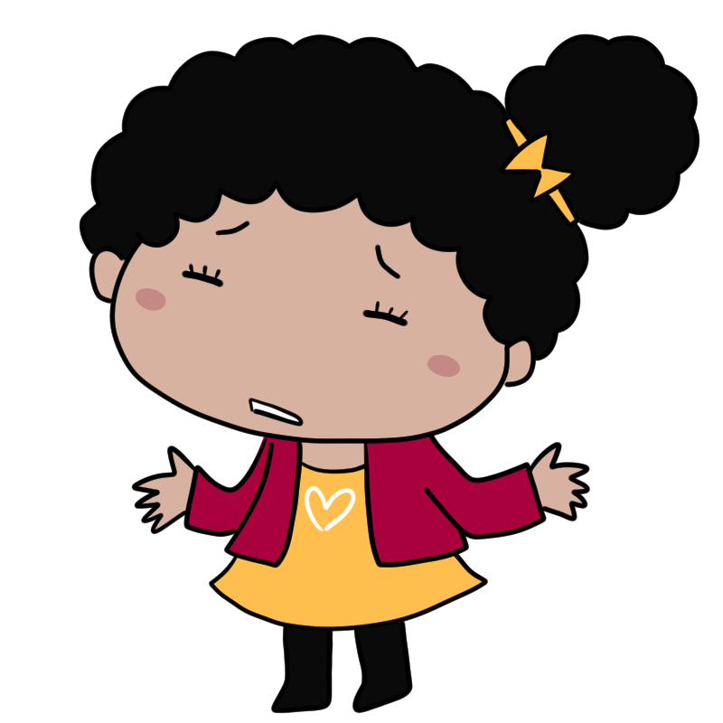 呆れる黒人の女の子のかわいいイラスト
