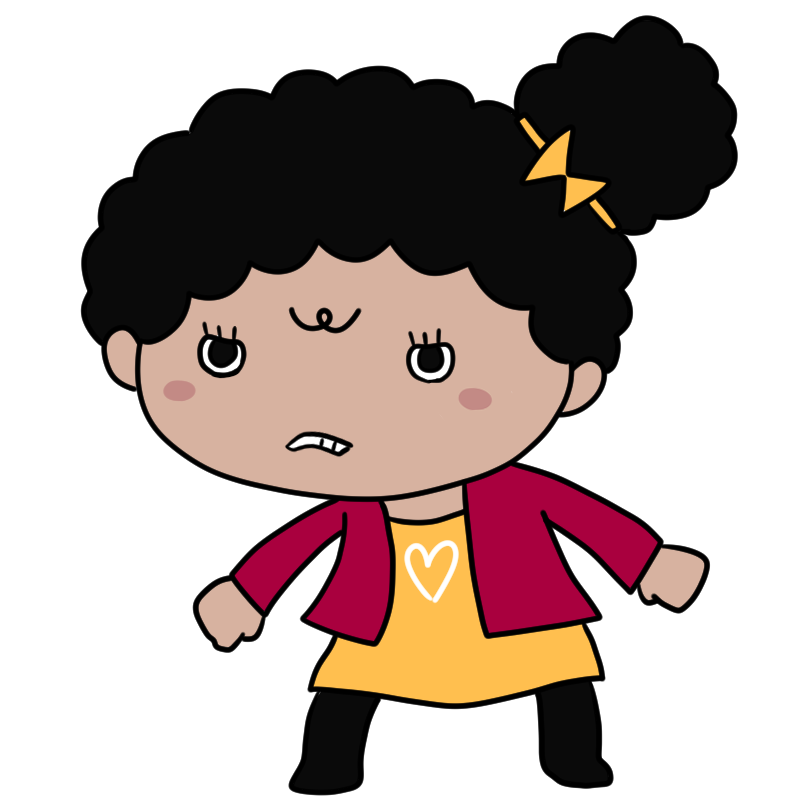 悔しそうな黒人の女の子のかわいいイラスト