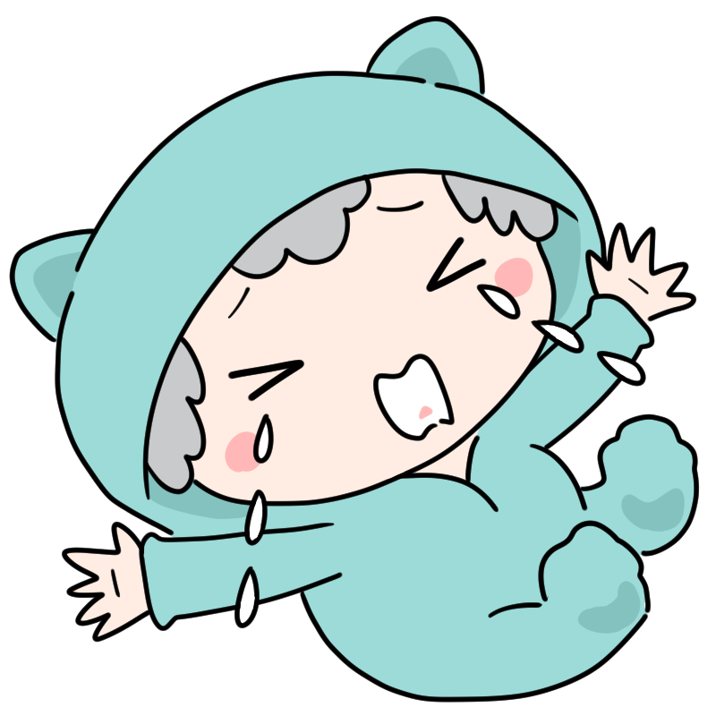 大声で泣く着ぐるみ赤ちゃんのかわいいイラスト