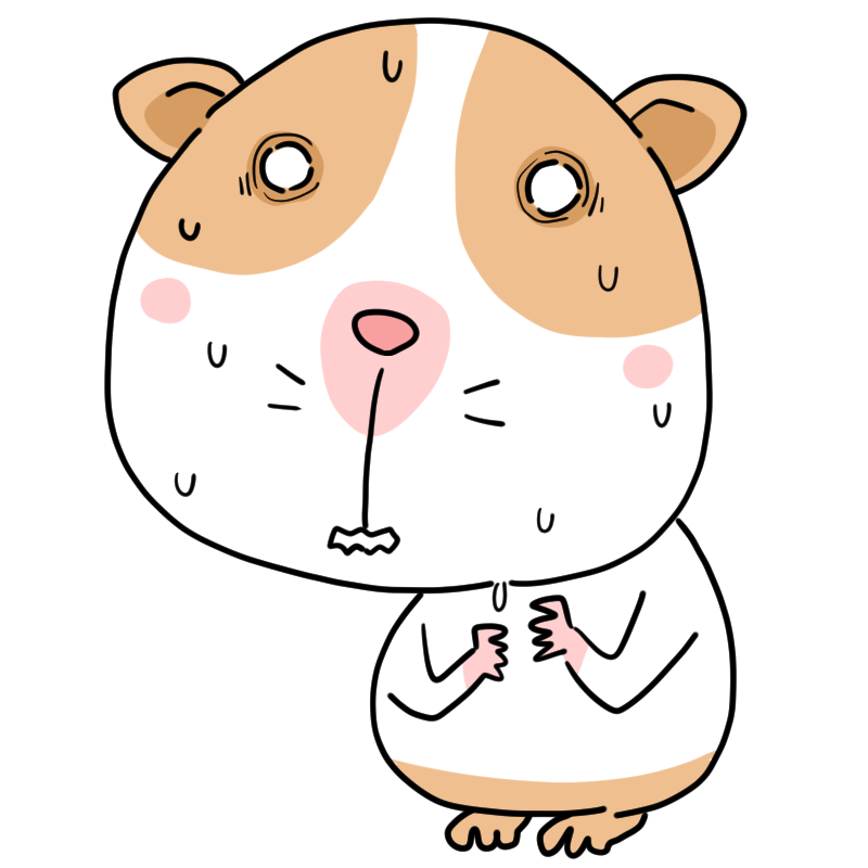 怖がるモルモットのかわいいイラスト