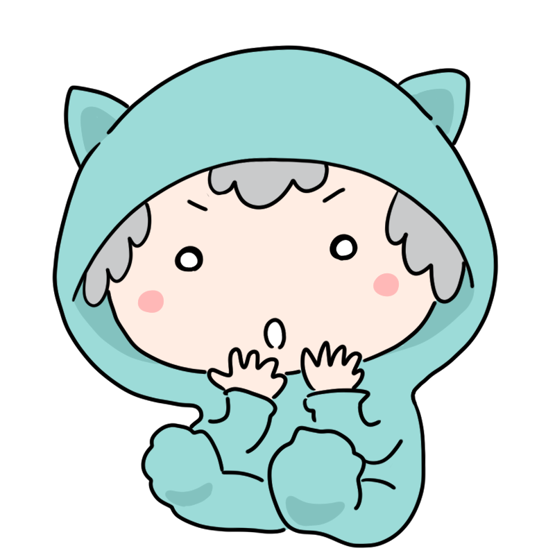 驚く着ぐるみ赤ちゃんのかわいいイラスト