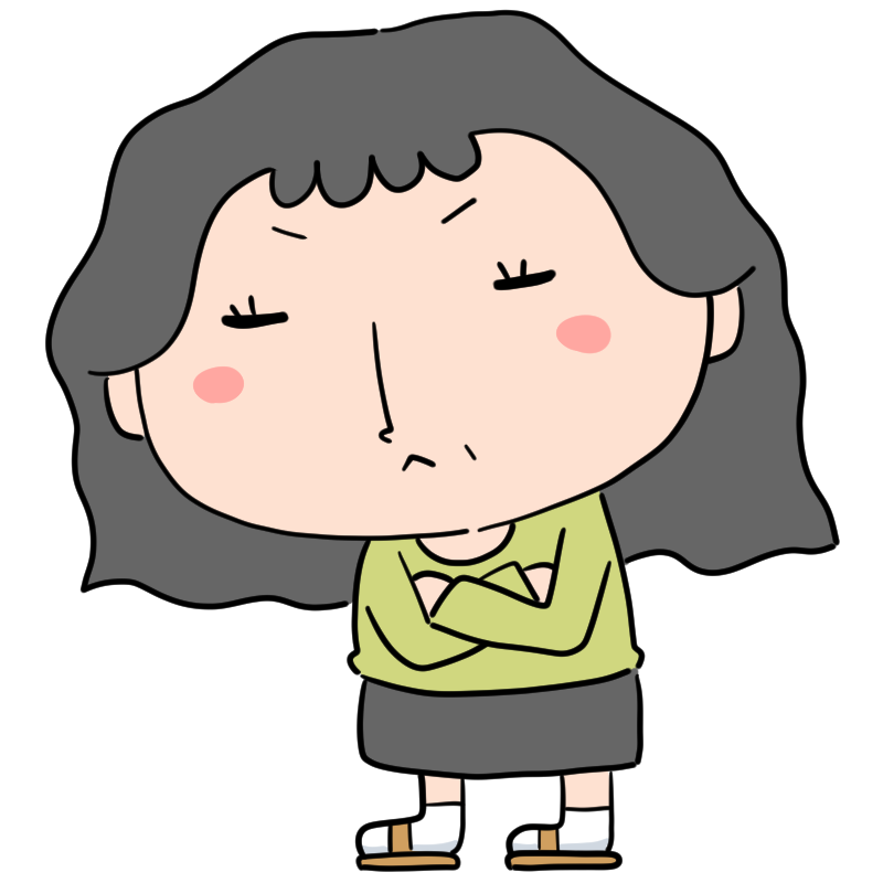 考えるおばさんのかわいいイラスト