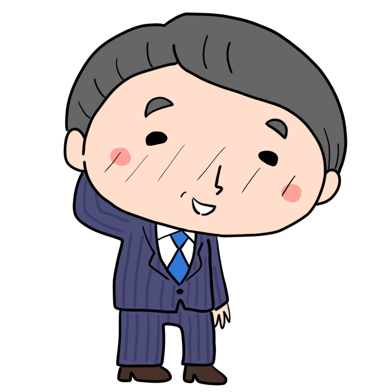 照れる中年サラリーマンのかわいいイラスト