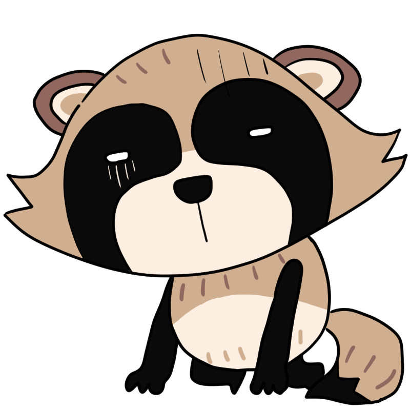 落ちこむタヌキのかわいいイラスト