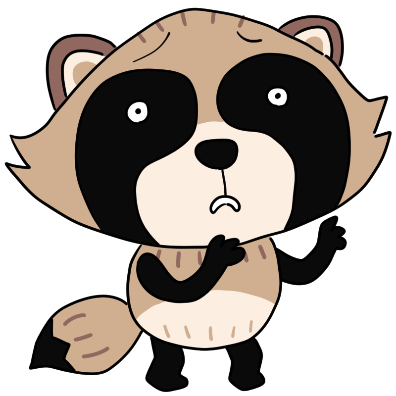 困るタヌキのかわいいイラスト
