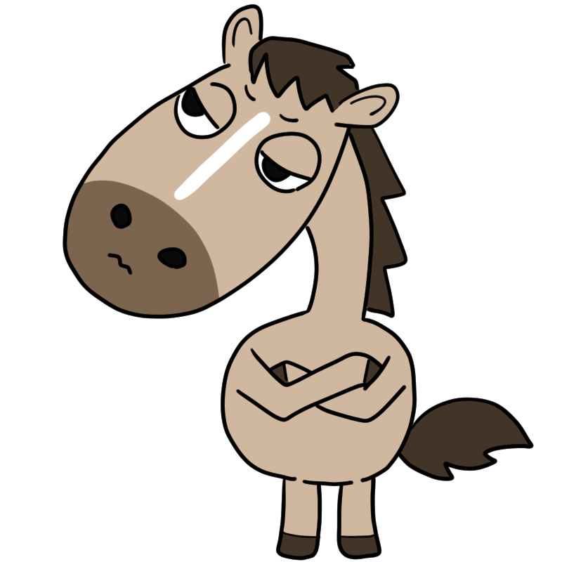 考える馬のかわいいイラスト
