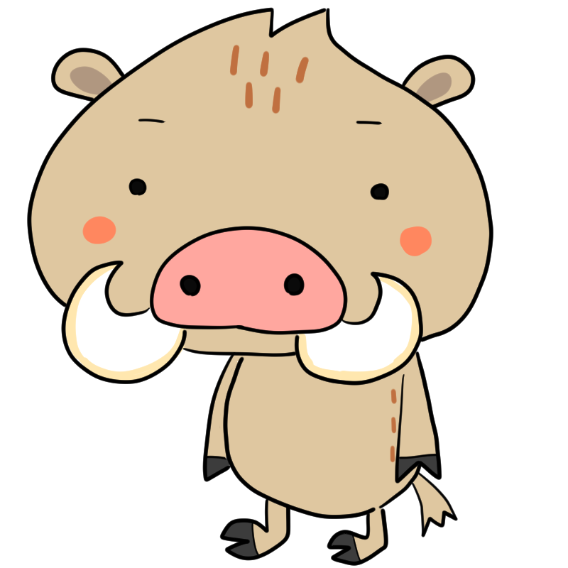 無表情の猪のかわいいイラスト