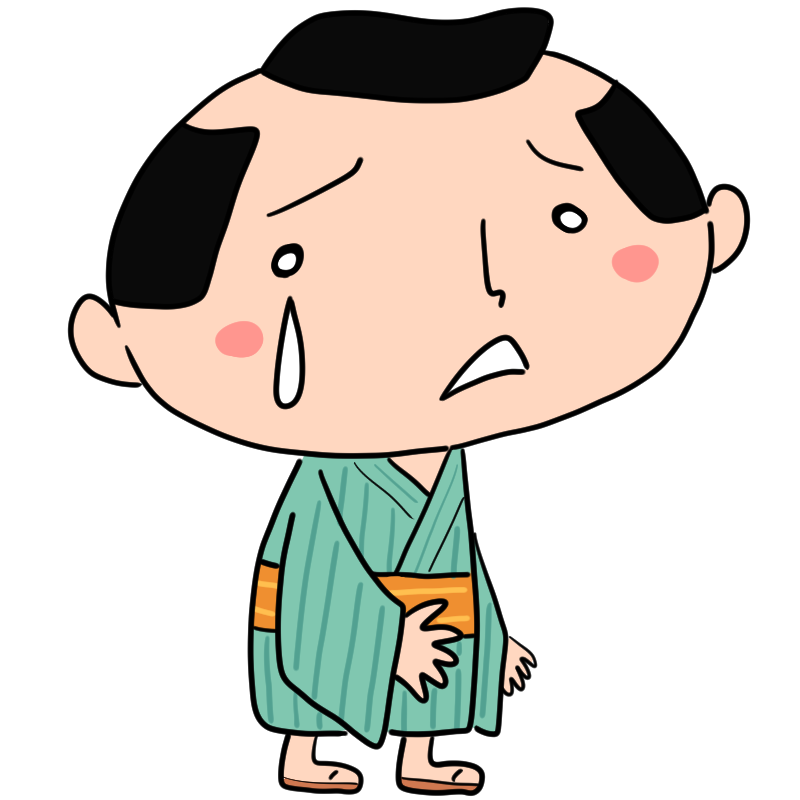 泣く江戸町人の男のかわいいイラスト