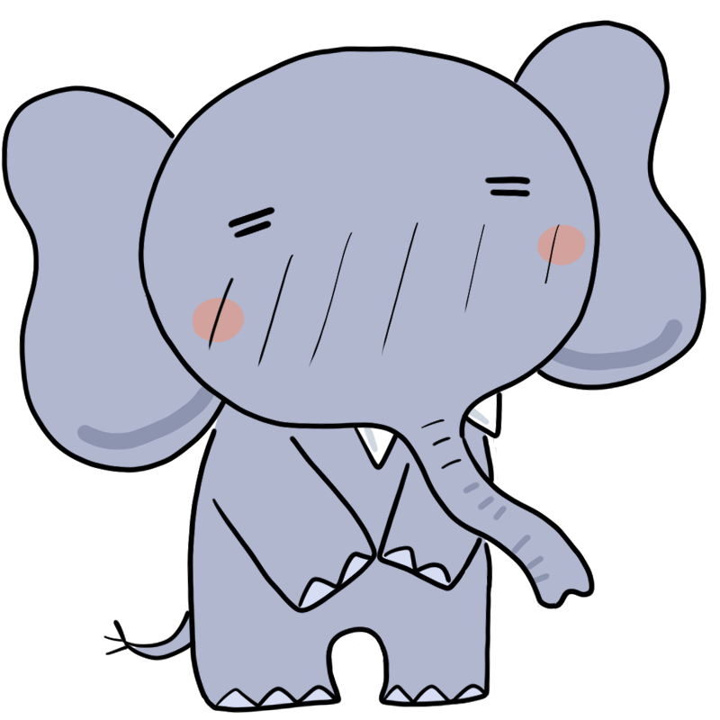 照れる象のかわいいイラスト