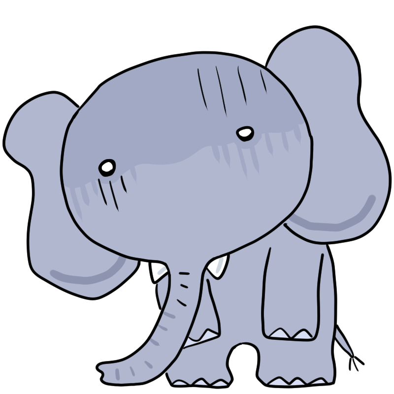 落ちこむ象のかわいいイラスト