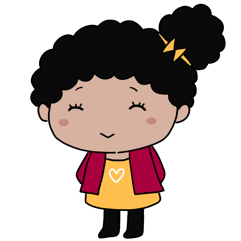 幸せそうな黒人の女の子のかわいいイラスト