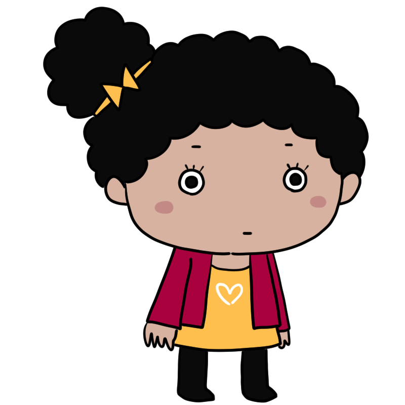 無表情の黒人の女の子のかわいいイラスト