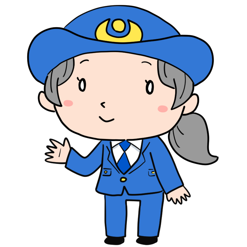 説明する女性警察官のかわいいイラスト