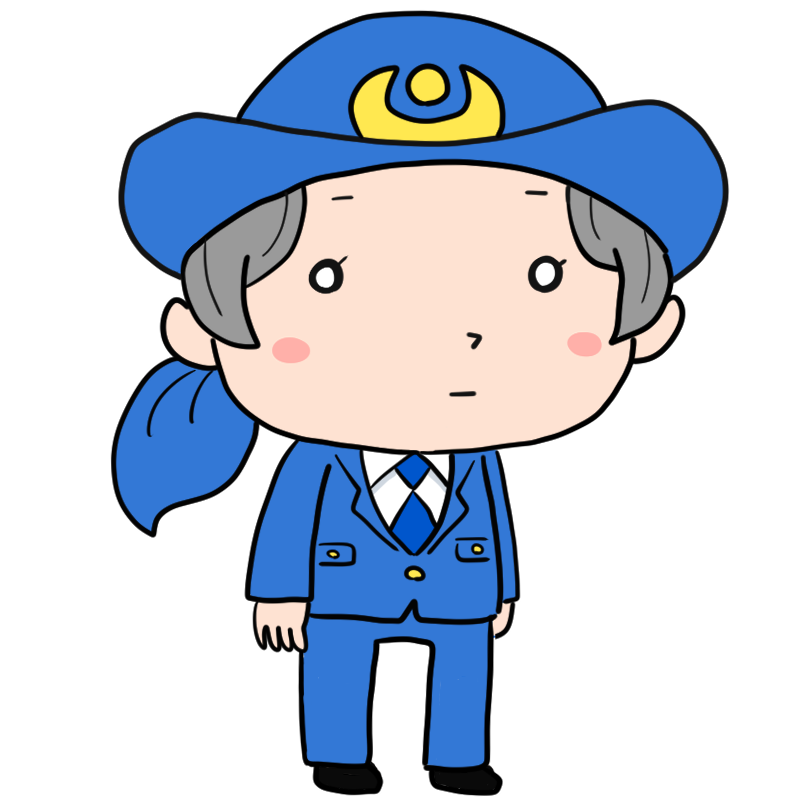 ぼーっとしている女性警察官のかわいいイラスト
