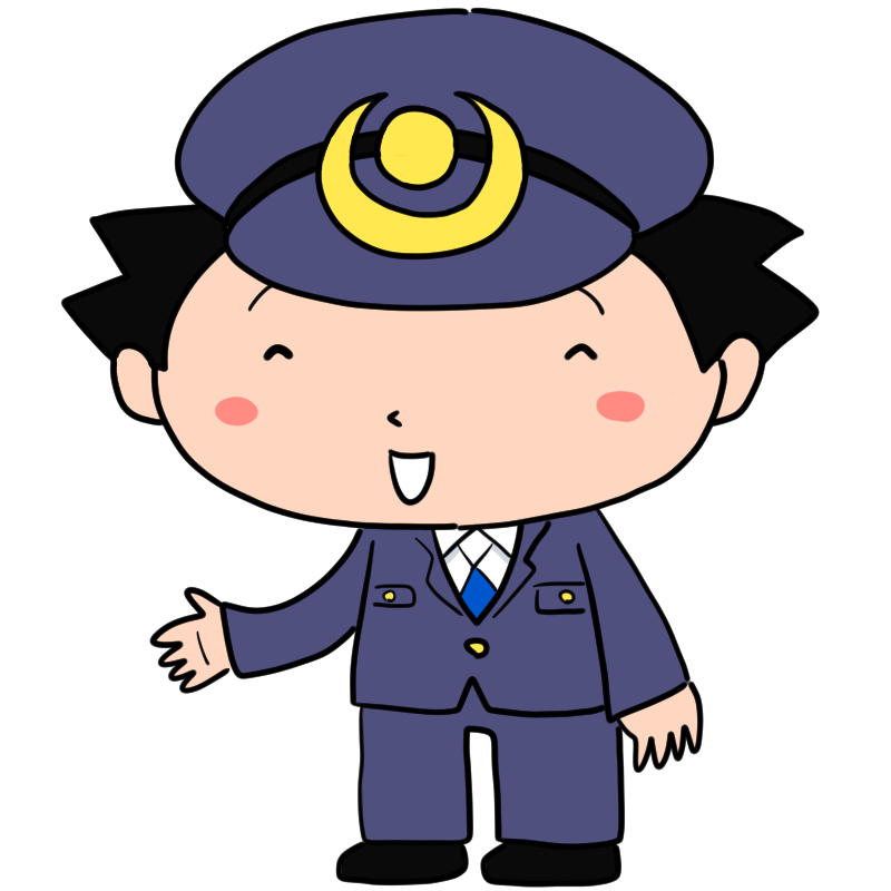 案内する男性警察官のかわいいイラスト