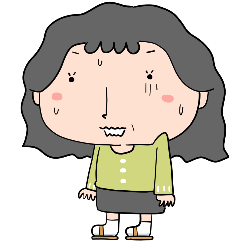 緊張するおばさんのかわいいイラスト