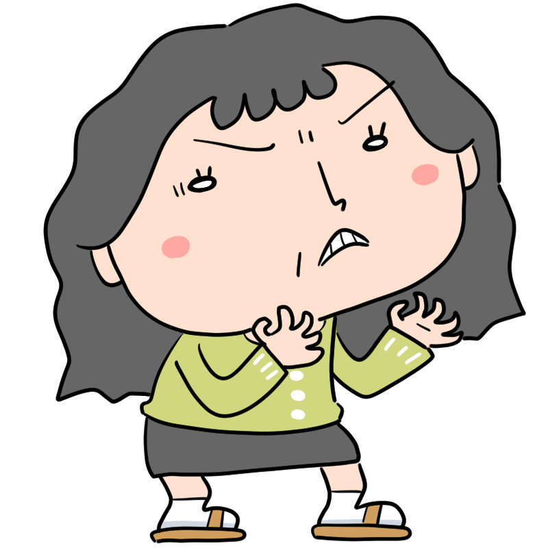 悔しそうな主婦のかわいいイラスト