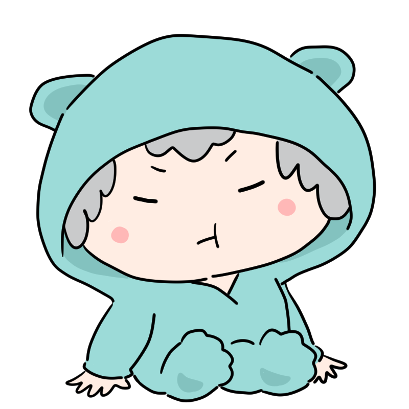ふてくされる着ぐるみ赤ちゃんのかわいいイラスト