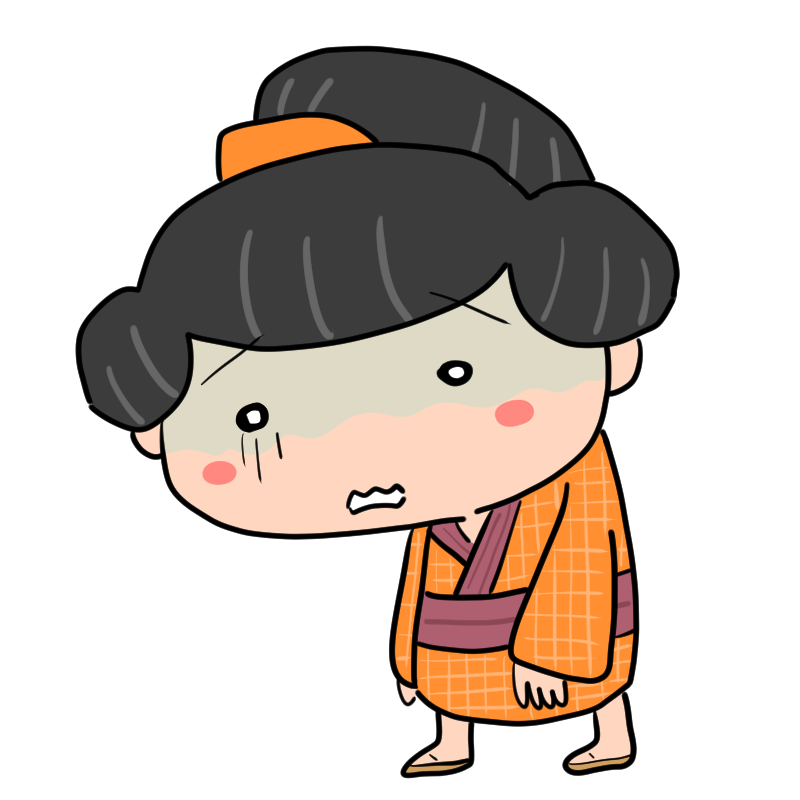 元気がない江戸の町娘のかわいいイラスト