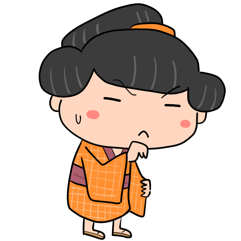 悩む江戸の町娘のかわいいイラスト
