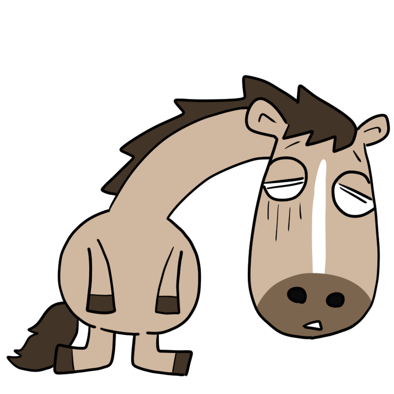 元気がない馬のかわいいイラスト