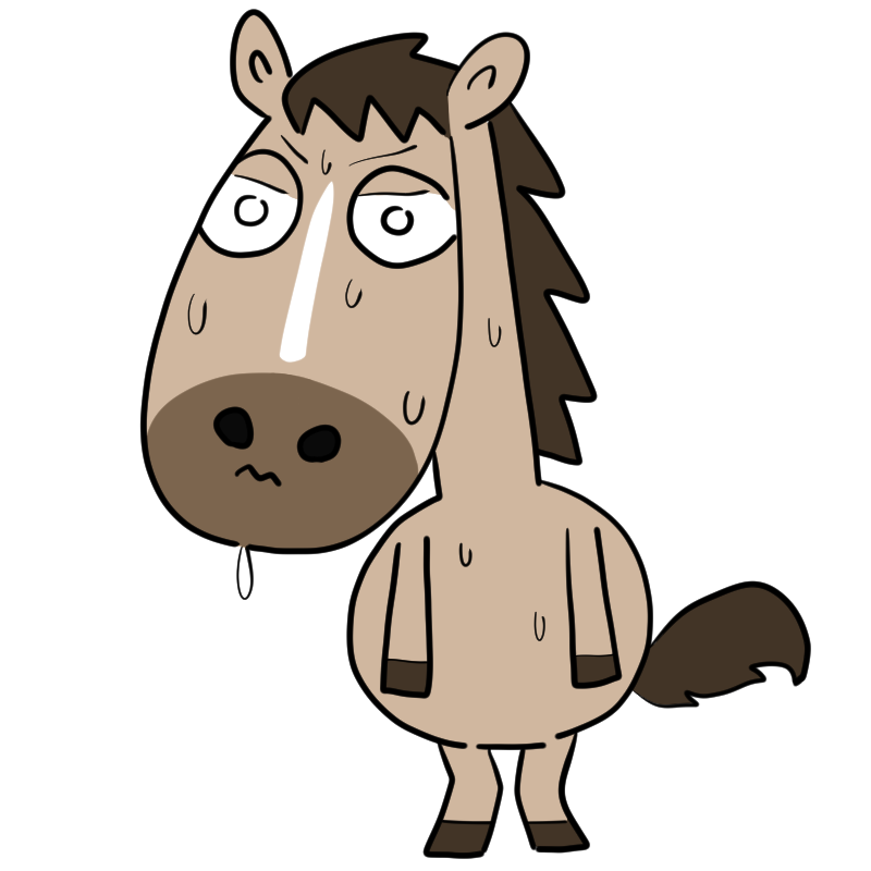 緊張する馬のかわいいイラスト