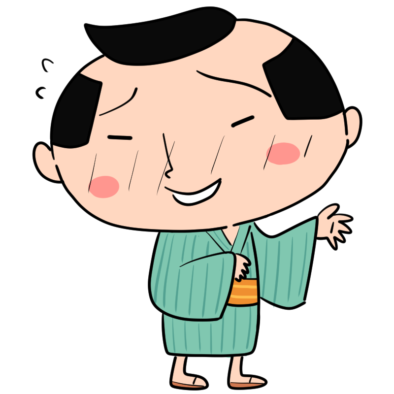 照れる江戸町人の男のかわいいイラスト