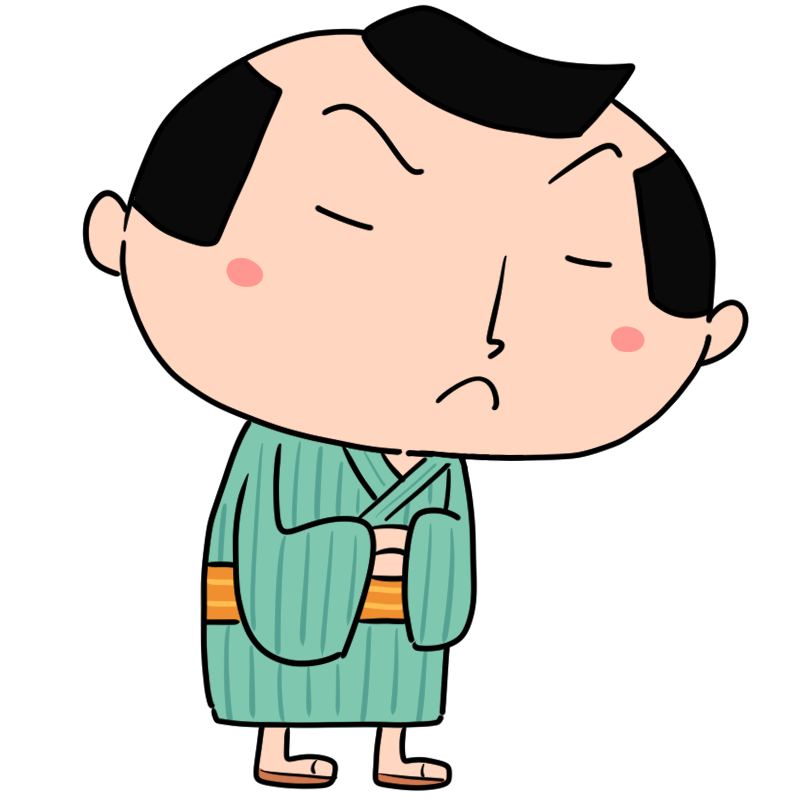 考える江戸の町人のかわいいイラスト