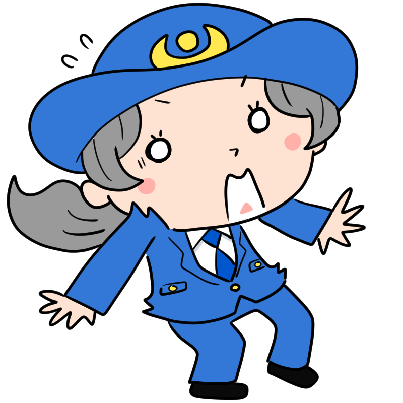 驚く女性警察官のかわいいイラスト