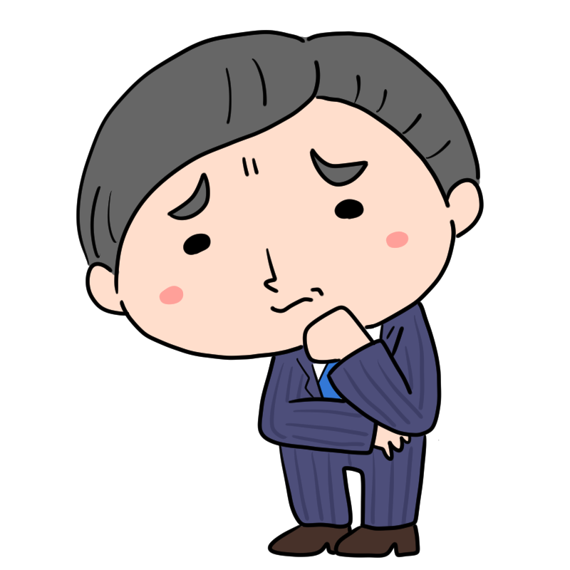 悩む中年サラリーマンのかわいいイラスト