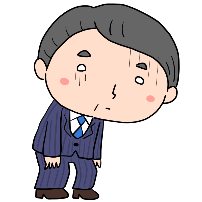 落ちこむスーツのおじさんのかわいいイラスト