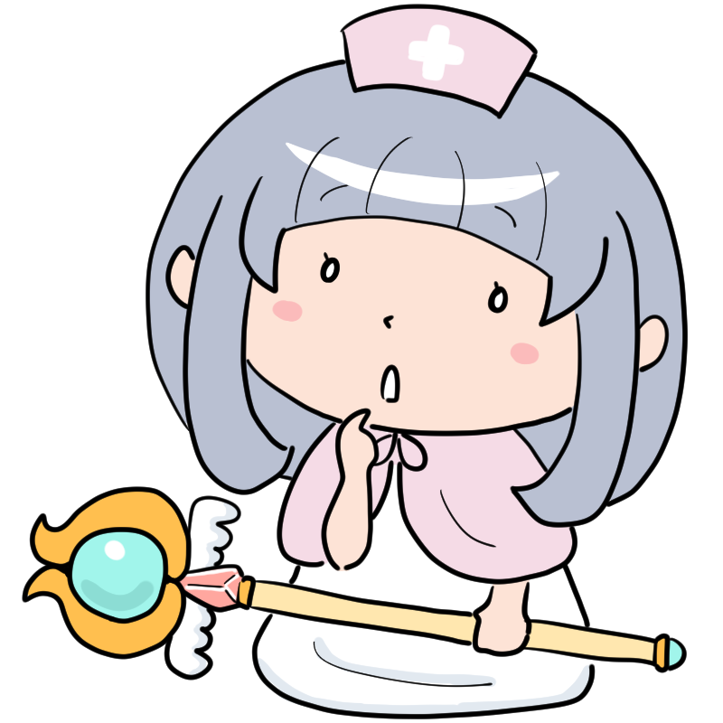 考える白魔法少女のかわいいイラスト