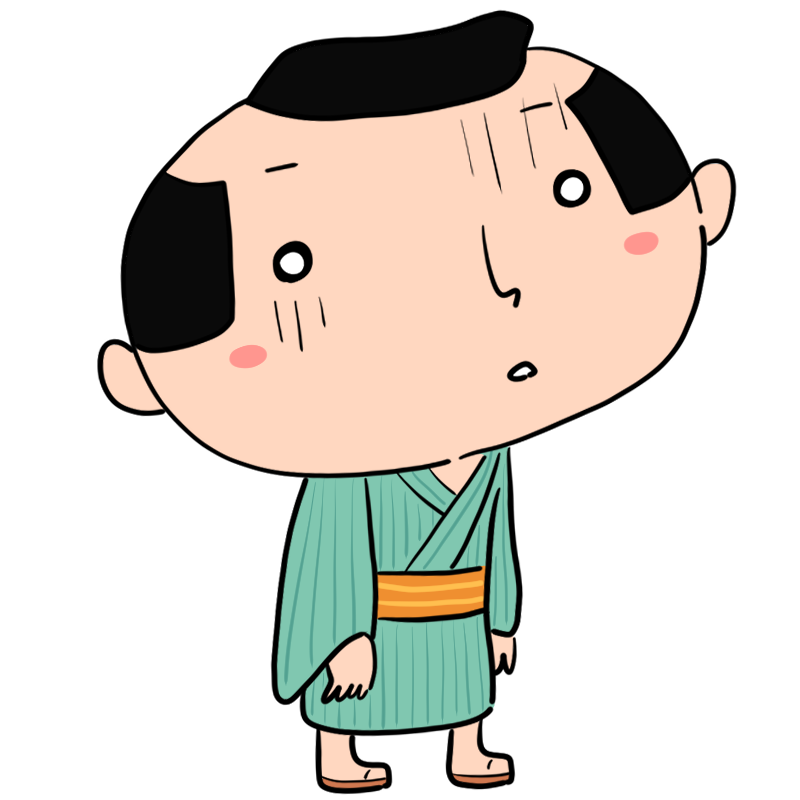 落ちこむ江戸町人の男のかわいいイラスト