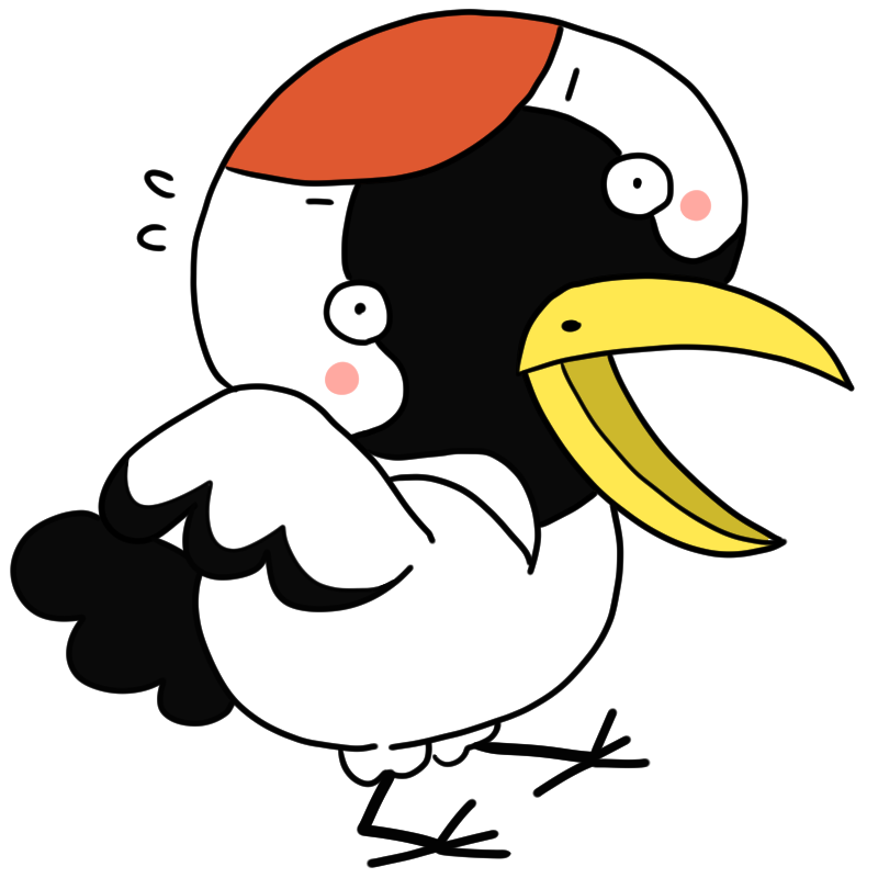 驚く鶴のかわいいイラスト