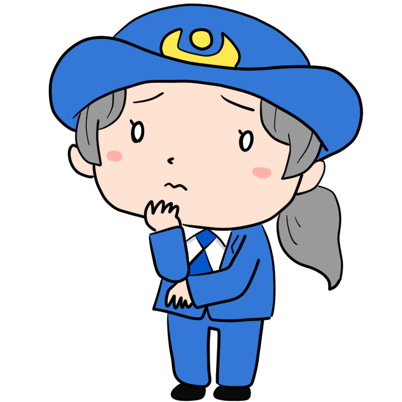 困る女性警察官のかわいいイラスト