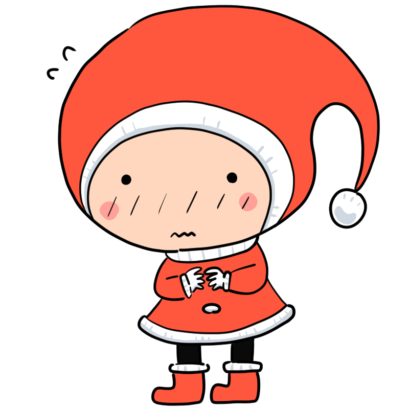 もじもじ照れる小人のサンタのかわいいイラスト