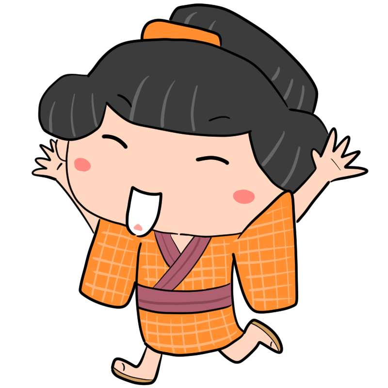 喜ぶ江戸の町娘のかわいいイラスト