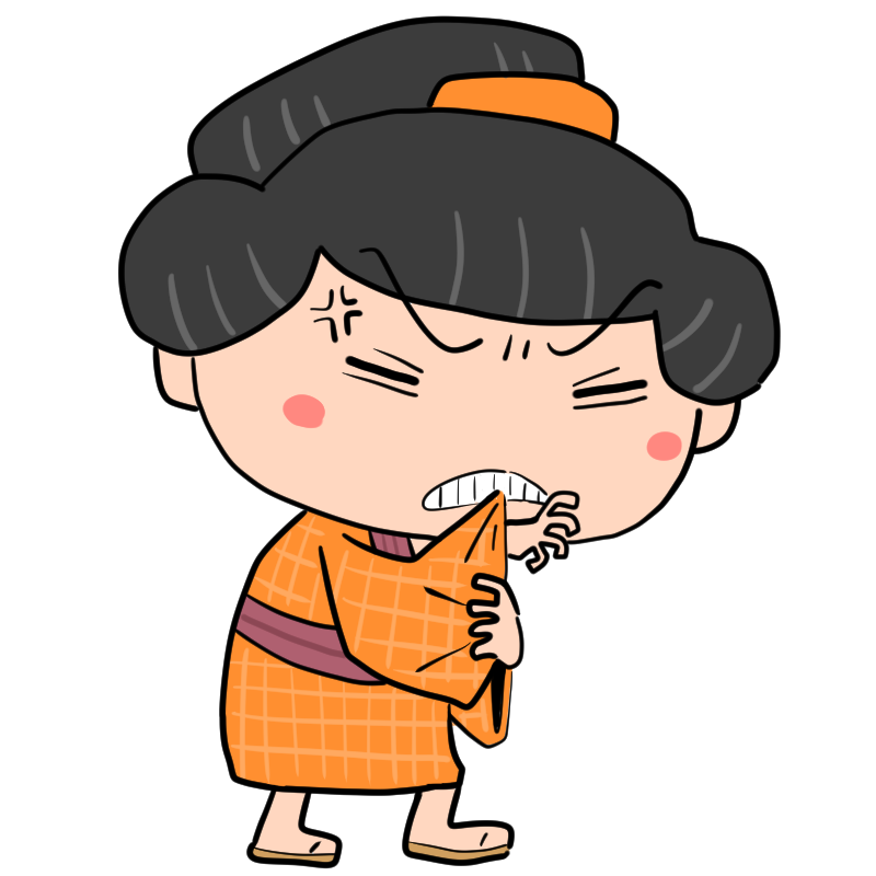 嫉妬する江戸の町娘のかわいいイラスト