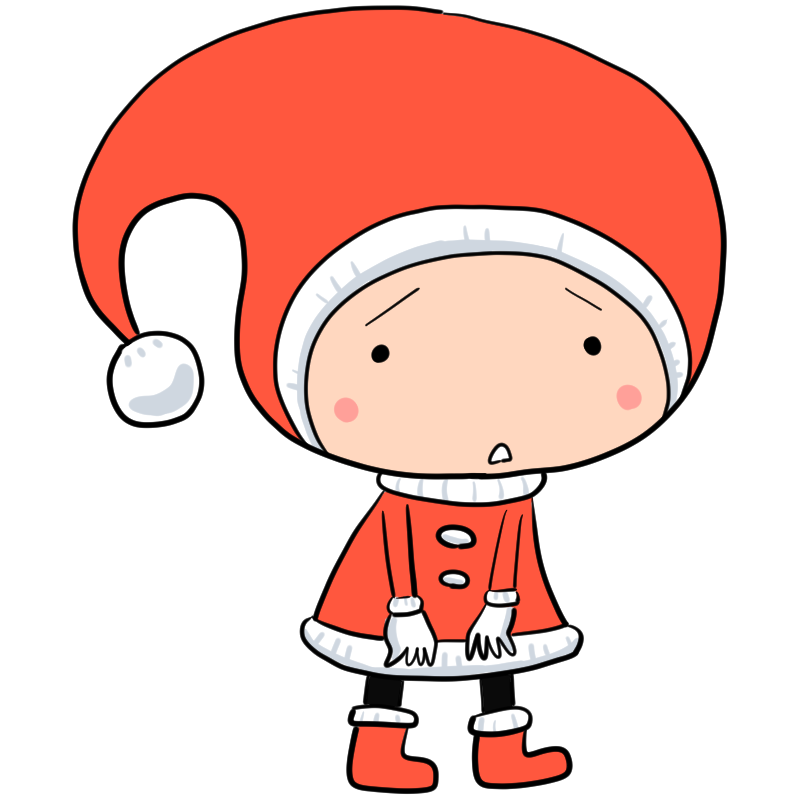 困る小人のサンタのかわいいイラスト