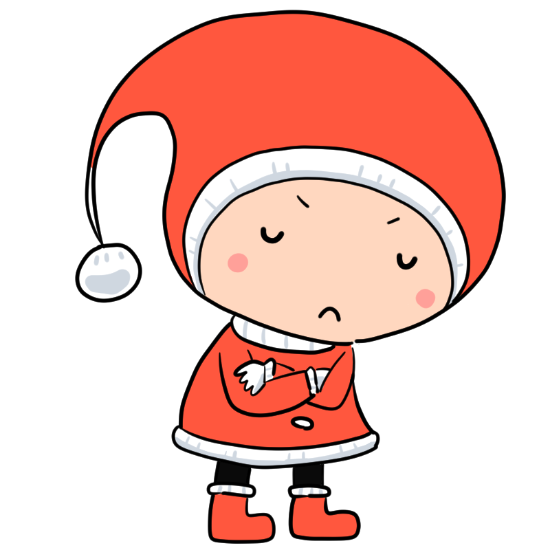 悩む子供サンタクロースのかわいいイラスト