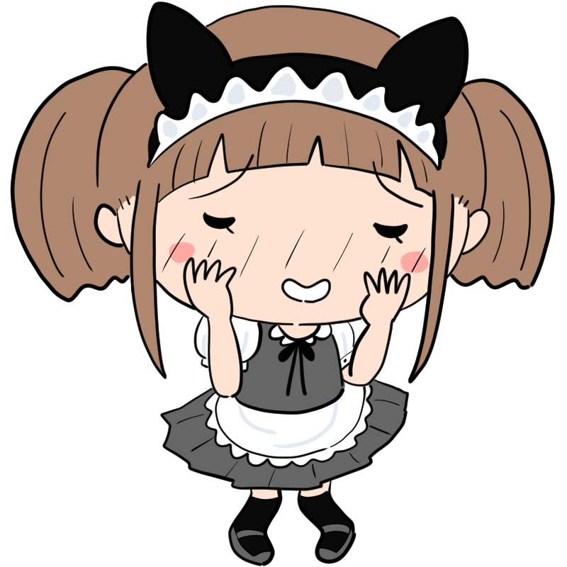 恥ずかしそうな女の子のメイドのかわいいイラスト