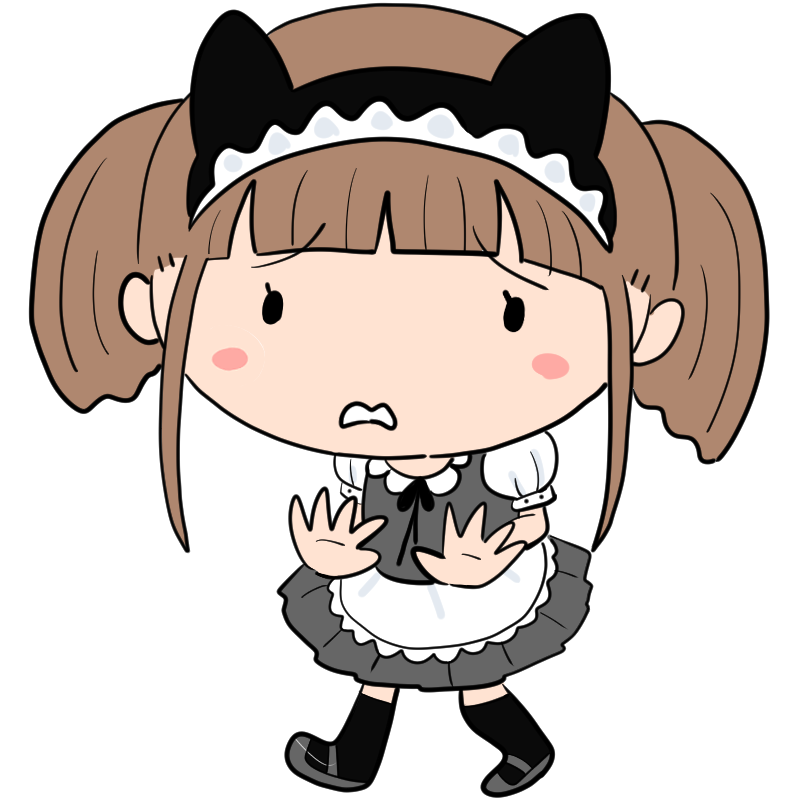 困る猫耳メイドのかわいいイラスト